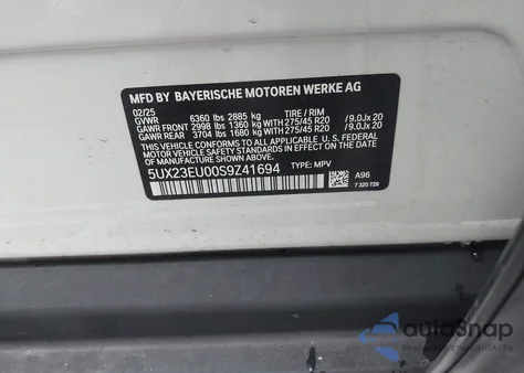 2025 BMW X5 xDrive40I from USA, damaged, VIN 5UX23EU00S9Z41694
